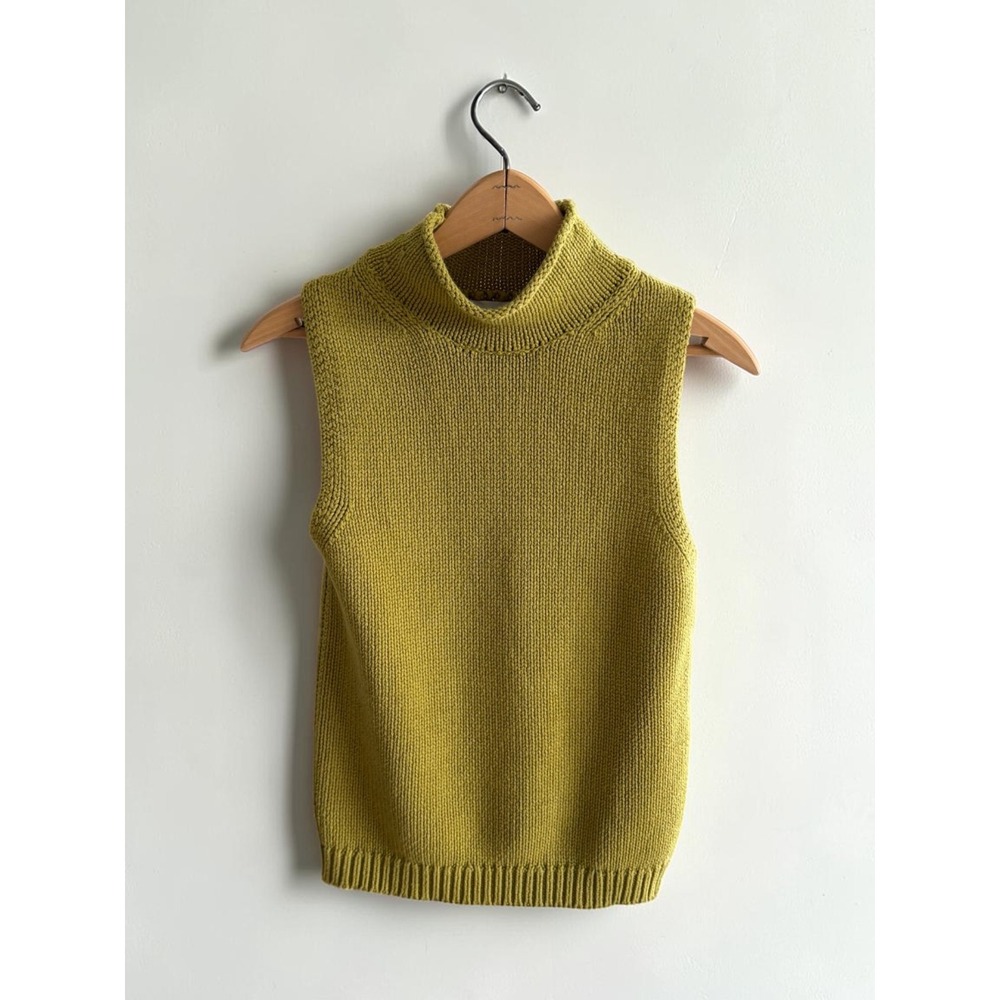 Marled Womens Sleeveless Mock Neck Knit Sweater Vest Chartreuse Green Size S